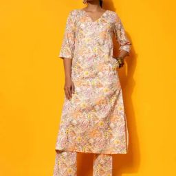 Libas Cream Printed Cotton Co-Ords-image-96