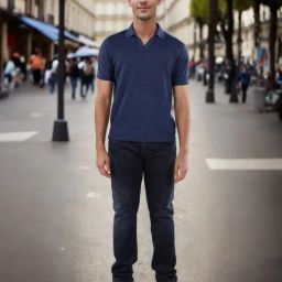celio* Petrol Blue Solid Regular Fit Cotton Flat Knit Polo T-Shirt-image-5