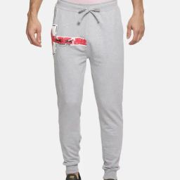 Masculino Latino Grey Cotton Regular Fit Printed Joggers-image-83