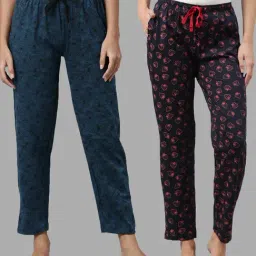 Kryptic Teal & Blue Printed Pure Cotton Elasticated Waist Band Regular Fit Pyjamas - Pack of 2-picture-35