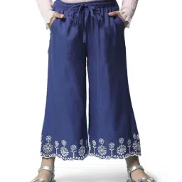 Biba Girls Blue Cotton Embroidered Pants-image-89