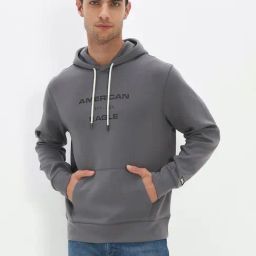 American Eagle Grey Regular Fit Printed Hooded Sweatshirt-image-65