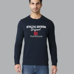 Van Heusen Athleisure Regular Fit Crew Neck Long Sleeve Chest Print Sweatshirt - Navy-image-68