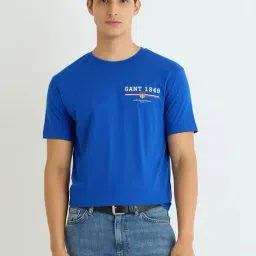 GANT Blue Regular Fit Printed T-Shirt-picture-2