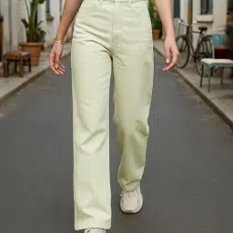 Bewakoof Light Yellow Straight Fit High Rise Jeans-picture-37