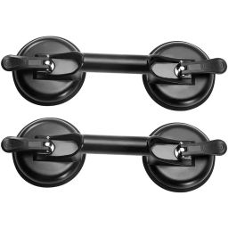A&S TOOLSHOP Double Suction Cup Lifter Window Handle Aluminium Alloy Black Finish (Pack of 2)-picture-3