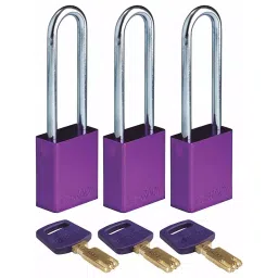BRADY Lockout Padlock Keyed Alike Aluminum Std Body Size Steel Extended Purple, 55JY56 (Set of 3)-picture-39