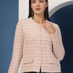 Thirty Threads Women Striped Woollen Cardigan-picture-25