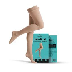 Healthshine Medical Compression Stockings Class II Thigh Length for Men and Women, Small (Beige)-image-25