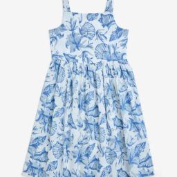 Utsa Kids by Westside Blue Sea-Shell Detailed Cotton A-Line Dress-image-28