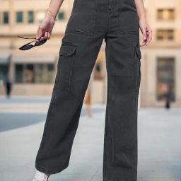 Bewakoof Charcoal Straight Fit High Rise Jeans-picture-46