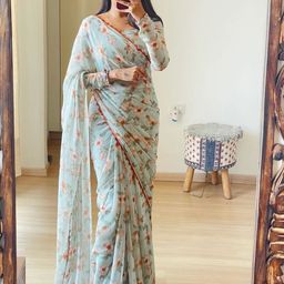 Sidhidata Floral Embroidered Pure Georgette Ready to Wear Bandhani Saree-picture-18