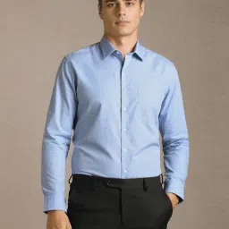 Louis Philippe Blue Cotton Slim Fit Checks Shirt-picture-43