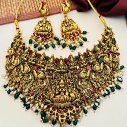 Abdesigns Gold-Tone Plated Statement Necklace & Earring Set-37
