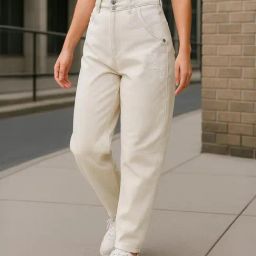 Bewakoof Beige Distressed Relaxed Fit High Rise Jeans-picture-42