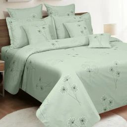 Swayam Green Cotton Floral Double Bed Sheets 2 Pillow Covers-image-56