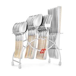 FnS Anzio Silver & Gold Stainless Steel Cutlery - Set of 24-12