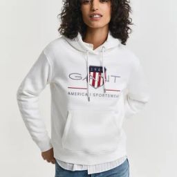 GANT White Relaxed Fit Embroidery Sweatshirt-picture-5