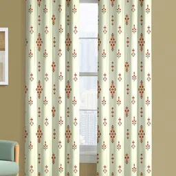 Steve & Anderson Indian Motifs Red 2 Pcs Ethnic Motifs Black Out Long Door Curtain (9Feet)-image-70