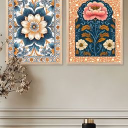 Kotart White & Blue 2 Pieces Wooden Floral and Botanical Wall Arts-picture-39