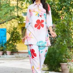 GRISHU COLLECTION Printed Pure Cotton Shirt Collar Neck Tunic With Trousers Co-Ords-picture-39