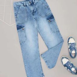 Pantaloons Junior Girls Medium Blue Solid Jeans-picture-35
