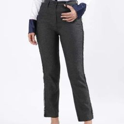 Iconic Grey Textured Pattern Trousers-picture-21
