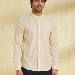Fabindia Cream Cotton Slim Fit Striped Shirt-picture-21