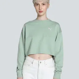 Puma Green Fog Cotton Plain Sweatshirt-image-88