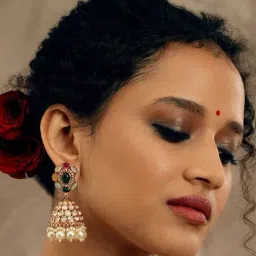 Curio Cottage Regal Navratna Kundan Jhumki Earrings-picture-2