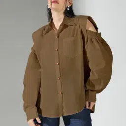 Showoff Brown Cotton Relaxed Fit Shirt-image-34