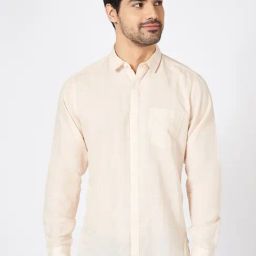 Byford By Pantaloons Cream Cotton Regular Fit Texture Shirt-image-78