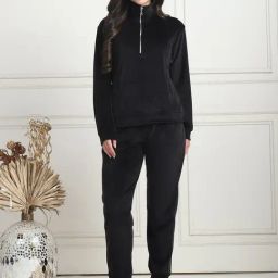 TAG 7 Black Velvet Relaxed Fit Lounge Wear-image-74