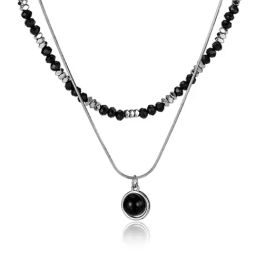Peora Silver Plated Fancy Beaded Necklace and Pendant Chain Set-1