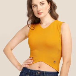 Prettify Yellow Regular Fit Crop Top-picture-22