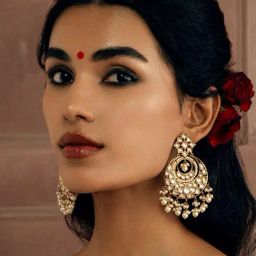 Curio Cottage Pearl Drop Swirl of Kundan Chand Bali Earrings-image-17