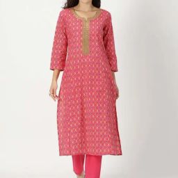 Saffron Threads Pink Printed Straight Kurta-picture-28
