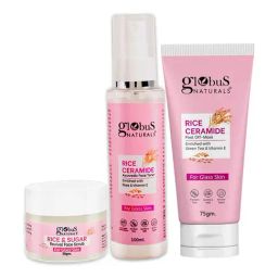 Globus Naturals Rice Ceramide Ayurvedic Face Toner, Peel Off-Mask & Rice & Sugar Face Scrub Combo-image-49