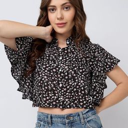 SZN Women Flutter Sleeve Crop Top-image-9