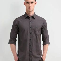 Arrow Sport Navy Cotton Slim Fit Printed Shirt-image-91