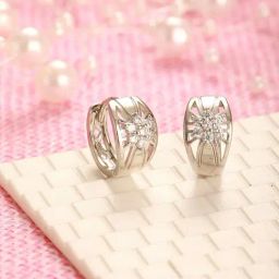 Aatmana Silver Plated Statement American Diamond Studded Hoop Earrings for Women-22