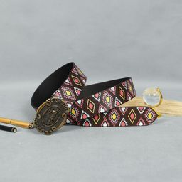 Celtic Unisex Black Printed Leather Belt-image-79