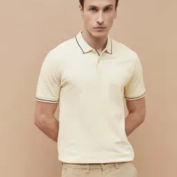 Code By Lifestyle Beige Cotton Regular Fit Polo T-Shirt-picture-18