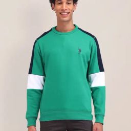 U.S. Polo Assn. Green Regular Fit Colour Block Sweatshirt-picture-36