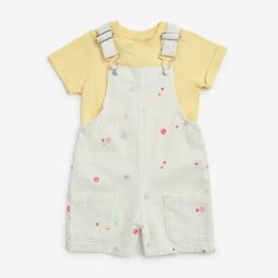 HOP Kids by Westside Off-White Floral Cotton Dungaree with T-Shirt Set-picture-32