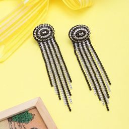 StyleCast Silver-Plated Rhinestone Studded Tasselled Contemporary Drop Earrings-image-52