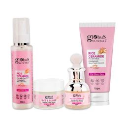 Globus Naturals Rice Ceramide Face Serum, Face Toner, Rice & Sugar Face Scrub & Peel Off-Mask Combo-image-70