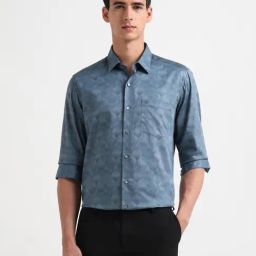 Arrow New York Blue Cotton Slim Fit Printed Shirt-picture-26