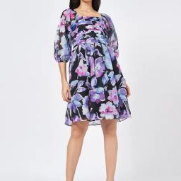 Honey By Pantaloons Black Nylon Slim Fit Print Casual Dresses-picture-41