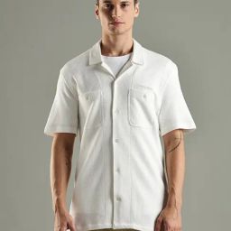 Tommy Hilfiger White Cotton Regular Fit Texture Shirt-image-6